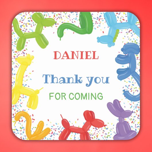 VERJAARDAGSDIEREN BALLONNEN VIERKANTE STICKER