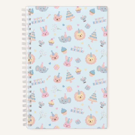 Verjaardagsdieren Blauw Notitieboek (Voorkant)