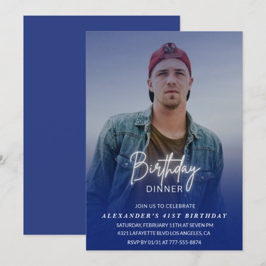 Verjaardagsdiner 41e verjaardagsuitnodiging Foto M Kaart (Voorkant / Achterkant)
