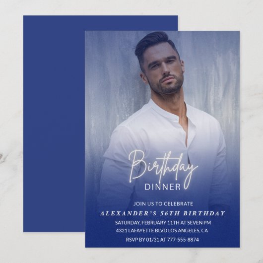 Verjaardagsdiner 56e verjaardagsuitnodiging Foto M Kaart (Voorkant / Achterkant)