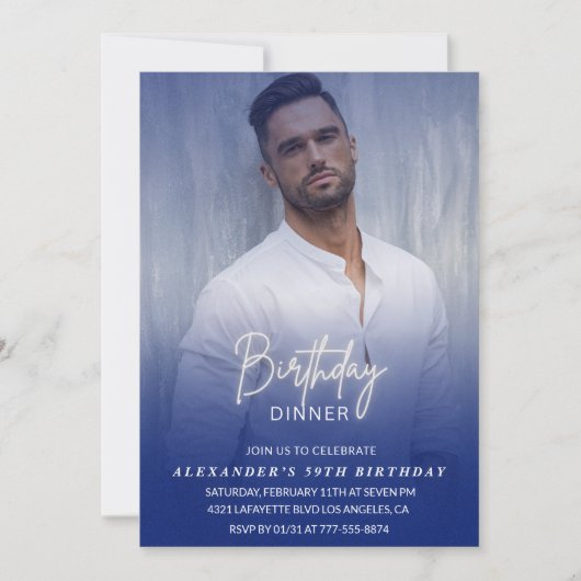 Verjaardagsdiner 59e verjaardagsuitnodiging Foto M Kaart (Voorkant)