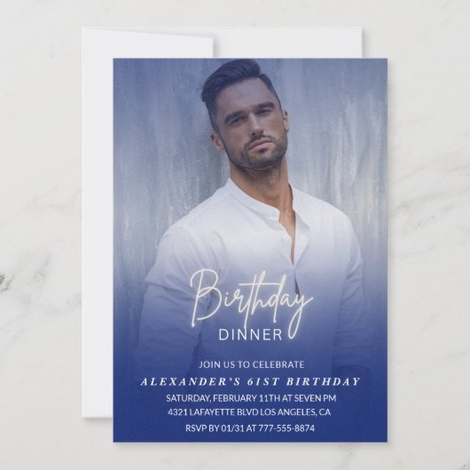 Verjaardagsdiner 61e verjaardagsuitnodiging Foto M Kaart (Voorkant)