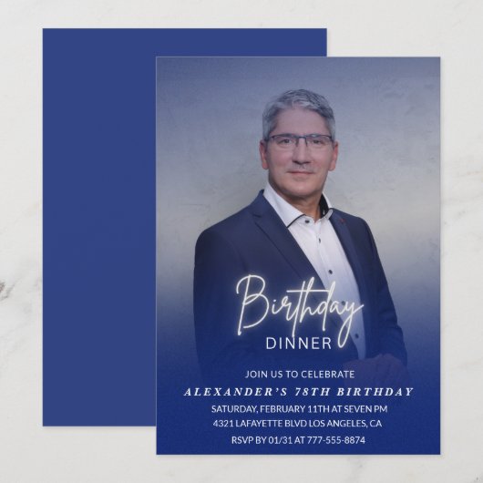 Verjaardagsdiner 78e verjaardagsuitnodiging Foto M Kaart (Voorkant / Achterkant)
