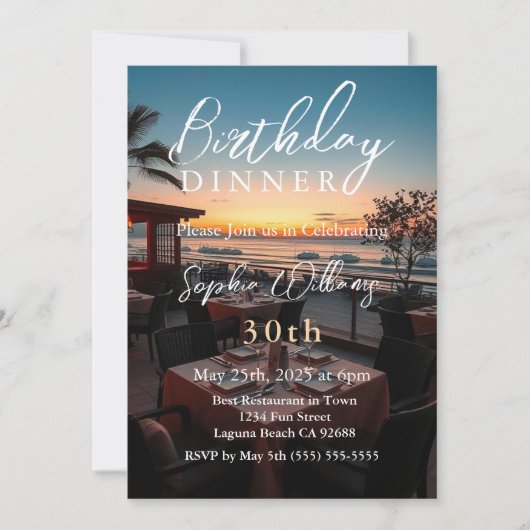 verjaardagsdiner kaart (Voorkant)