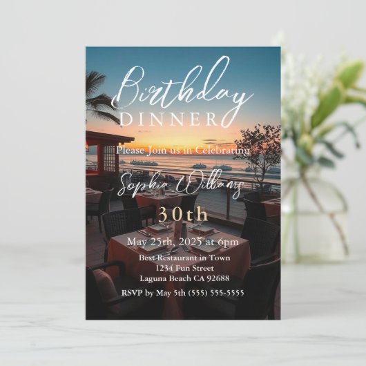 verjaardagsdiner kaart (Staand voorkant)
