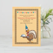 Verjaardagsdiner kalkoen uitnodiging met Thanksgiv (Staand voorkant)