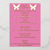 Verjaardagsdiner met vlinderthema Menu (Voorkant)