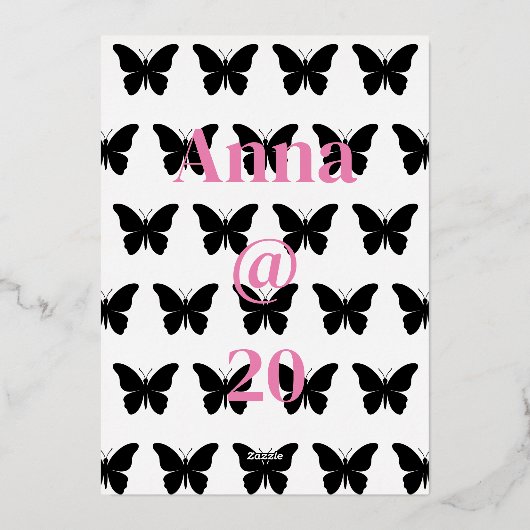 Verjaardagsdiner met vlinderthema Menu (Achterkant)