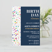 Verjaardagsdiner Navy Blue Confetti 67ste verjaard Kaart (Staand voorkant)