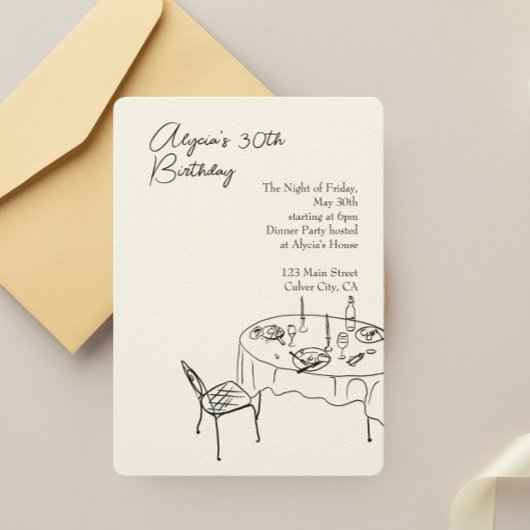 Verjaardagsdiner voor 30ste verjaardagsfeestje kaart