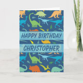Verjaardagsdinosaurus om te personaliseren kaart (Voorkant)