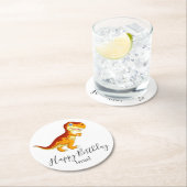 verjaardagsdinosaurus ronde kartonnen onderzetter (Insitu)