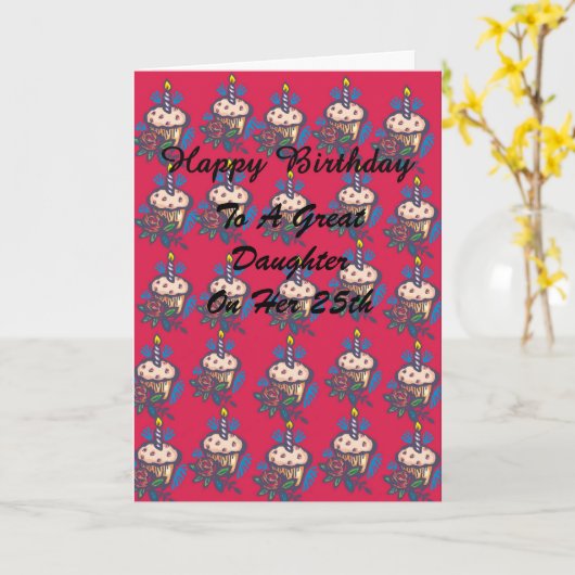 Verjaardagsdochter 25ste Kaart (Gele Bloem)
