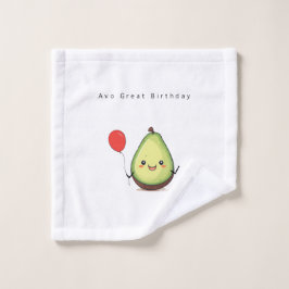 Verjaardagsdoekje, flanel, avocado verjaardag leuk washandje