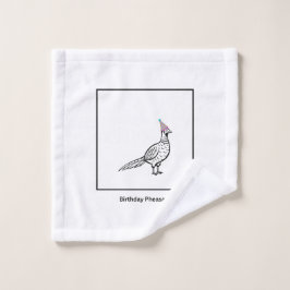 Verjaardagsdoekje flanel, verjaardagfazant, vogel washandje