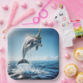 Verjaardagsdolfijn springt uit het water papieren bordje (Feest)