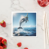 Verjaardagsdolfijn springt uit het water servet (Insitu)