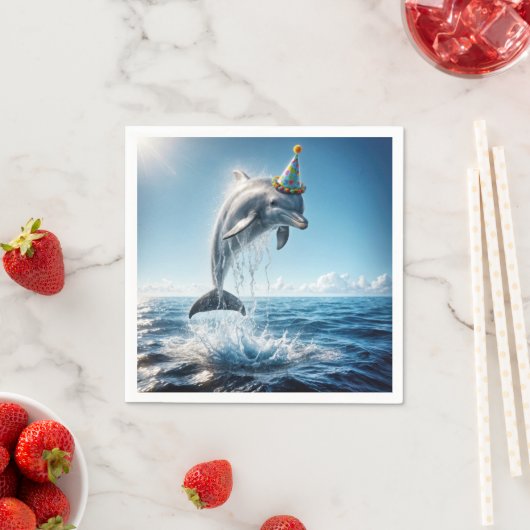 Verjaardagsdolfijn springt uit het water servet (Insitu)