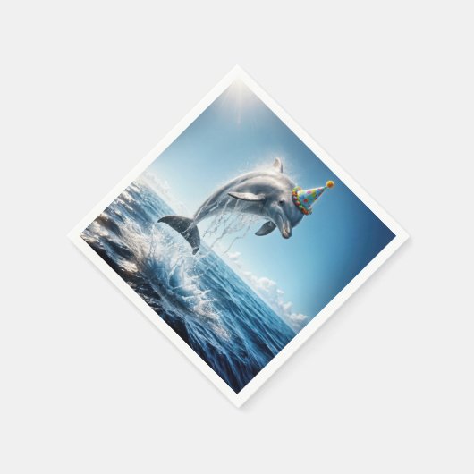 Verjaardagsdolfijn springt uit het water servet (Hoek)