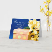 Verjaardagsdoos lelie, bloemen kaart (Gele Bloem)
