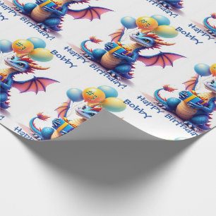 Verjaardagsdraak Voeg naam & leeftijd toe Cadeaupapier