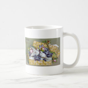 Verjaardagsduif en mand vintage ansichtkaart koffiemok