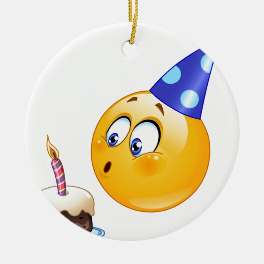 verjaardagsemoji keramisch ornament (Voorkant)