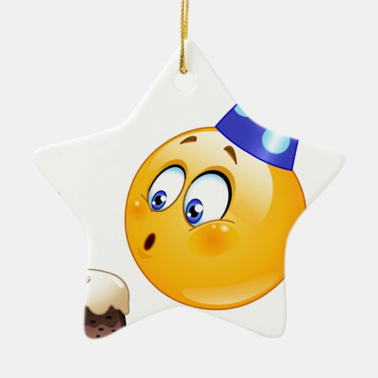 verjaardagsemoji keramisch ornament (Voorkant)