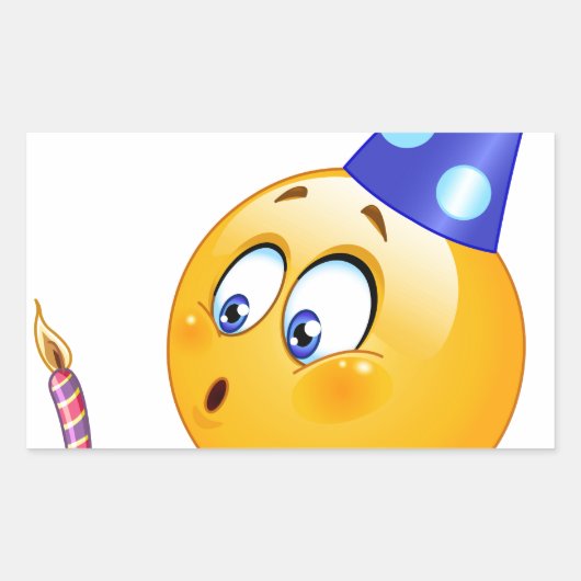 verjaardagsemoji rechthoekige sticker (Voorkant)