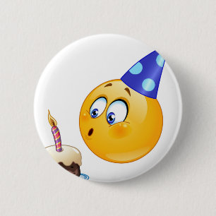verjaardagsemoji ronde button 5,7 cm