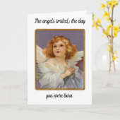 Verjaardagsengelen Lachten Kaart (Gele Bloem)