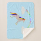 Verjaardagsfantasie Eenhoorn Regenboog en Wolken Sherpa Deken (Voorkant)
