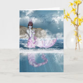 Verjaardagsfantasie Zeemeermin met Ocean Uitzicht Kaart (Gele Bloem)