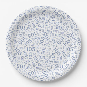 ... Verjaardagsfeest 105e Blauw/Wit Willekeurig Pa Papieren Bordje