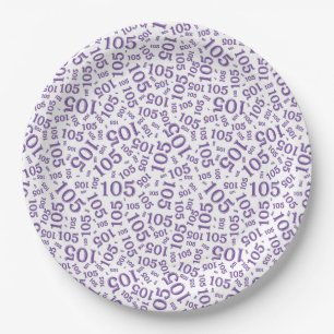 Verjaardagsfeest 105e Paarse / witte willekeurige Papieren Bordje