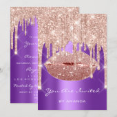 Verjaardagsfeest 16e Kus Lippen Roos Paars Glitter Kaart (Voorkant / Achterkant)