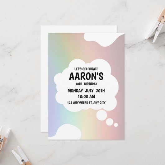 Verjaardagsfeest 18e verjaardag Overgangskleuren Z Kaart (Voorkant / Achterkant in situ)