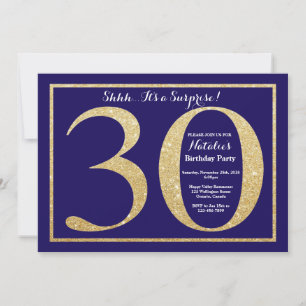 Verjaardagsfeest 30e verjaardag Navy blauw en goud Kaart