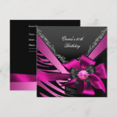 Verjaardagsfeest 30e Zebra Roze Zwart Zilver Kaart (Voorkant / Achterkant)