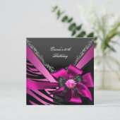 Verjaardagsfeest 30e Zebra Roze Zwart Zilver Kaart (Staand voorkant)