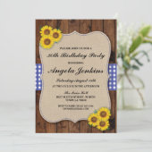 Verjaardagsfeest 30e Zonnebloem Hout Burlap Uitnod Kaart (Staand voorkant)