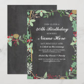 Verjaardagsfeest 40e 50e Rustieke ChalK Berry Uitn Kaart (Voorkant / Achterkant)