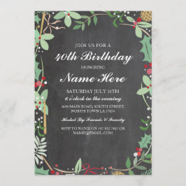 Verjaardagsfeest 40e 50e Rustieke ChalK Berry Uitn Kaart