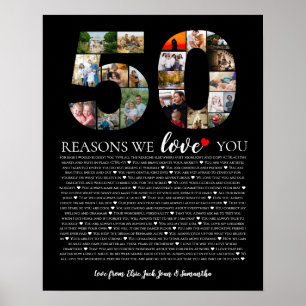 verjaardagsfeest 50 redenen waarom we van je houde poster
