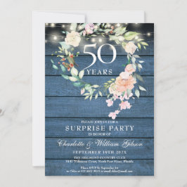 Verjaardagsfeest 50ste verjaardag Rustieke bloemen Kaart