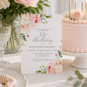VERJAARDAGSFEEST 55e Verjaardag Vrouwelijk Roze Bl Kaart
