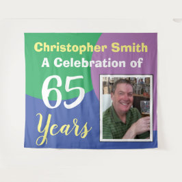 Verjaardagsfeest 65 jaar met foto wandkleed