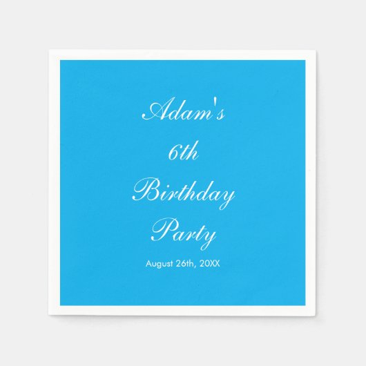 Verjaardagsfeest 6e Zesde Aangepaste Naam Kleur Le Servet (Voorkant)