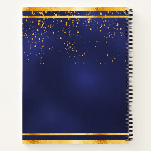 Verjaardagsfeest 70ste verjaardag donkerblauw goud notitieboek (Achterkant)