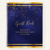 Verjaardagsfeest 70ste verjaardag donkerblauw goud notitieboek (Voorkant)
